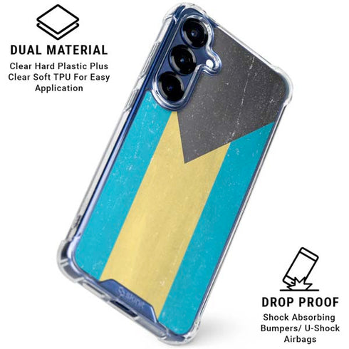 Bahamas Flag Distressed Galaxy S25 Clear Case